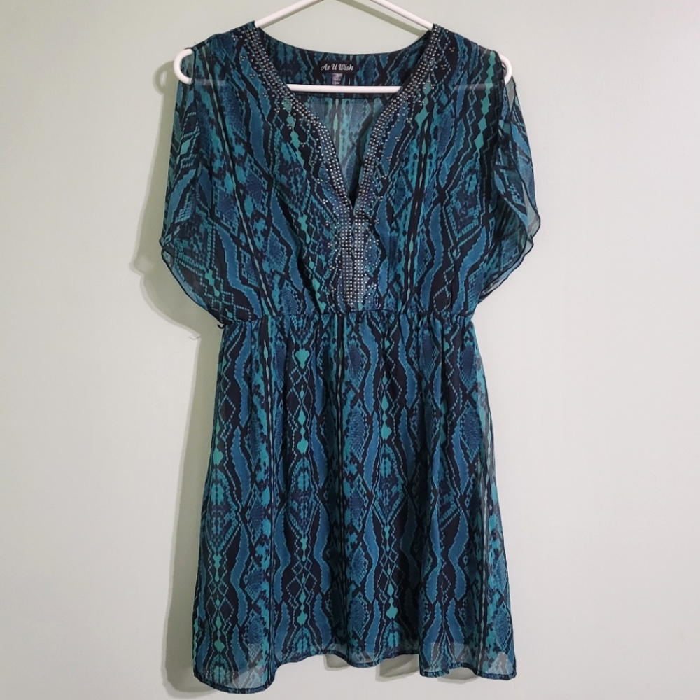 Black and Teal Dress, size M